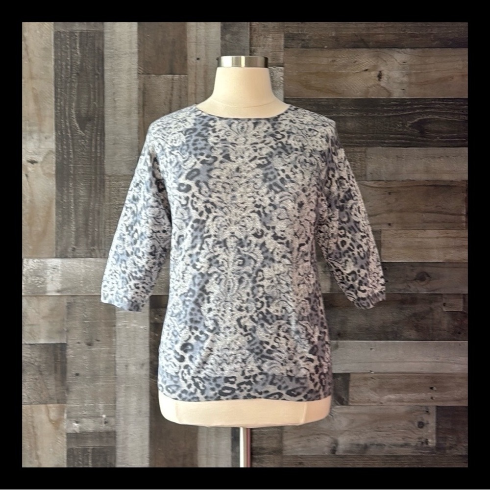 Chico’s leopard print sweater size 18 fleur de lis glamoratti old money winter